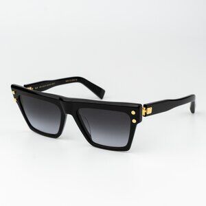 Balmain Women Sunglasses Titanium Black Gold Grey Cat Eye B-V BPS-121A-54